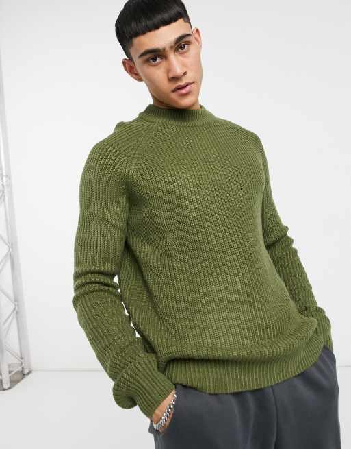 Pull&Bear turtle neck jumper in khaki | ASOS