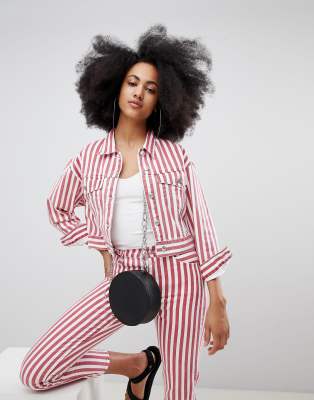 pull and bear striped denim jacket