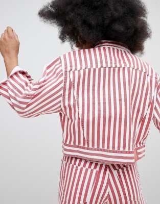 pull and bear striped denim jacket