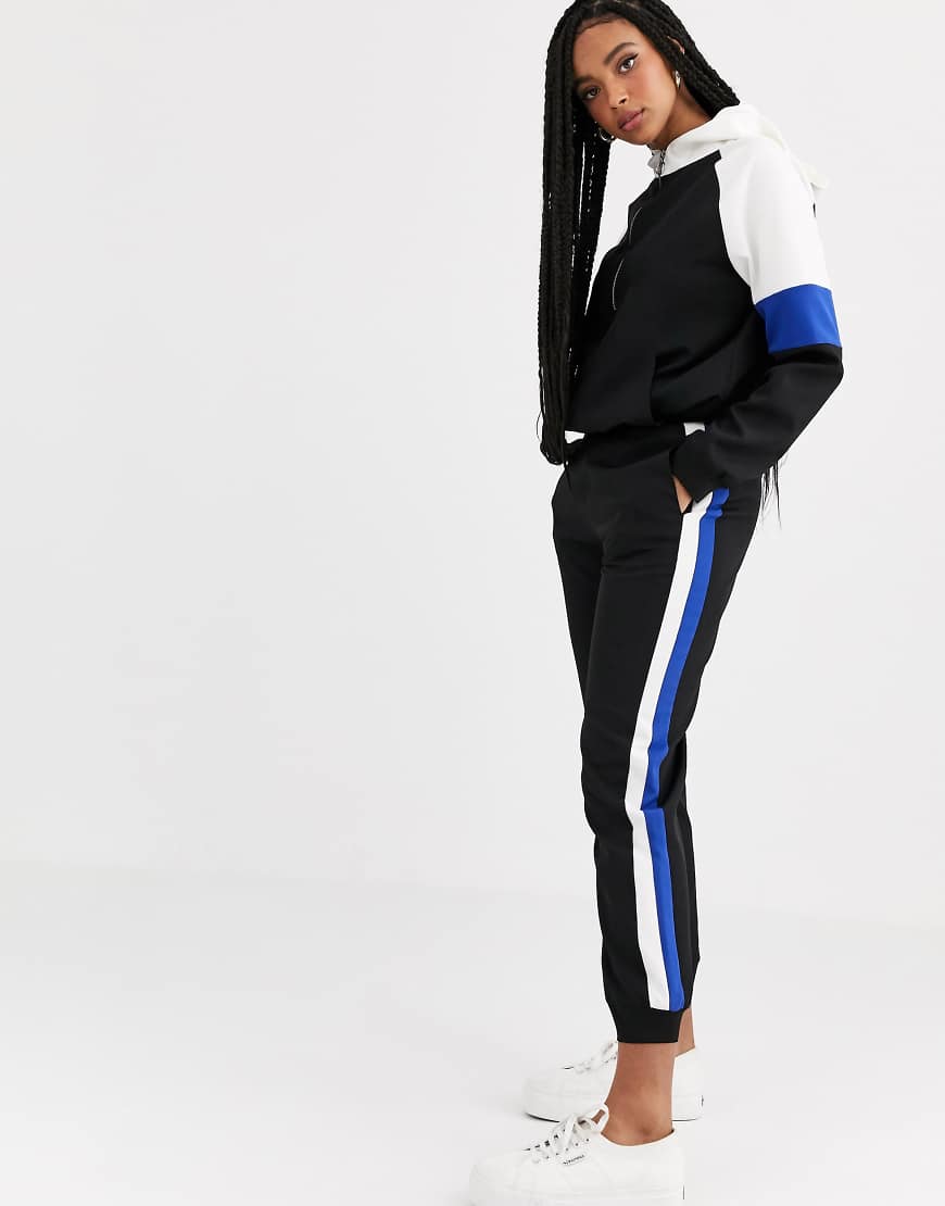 Pull&Bear two-piece side stripe sweatpants in black | ASOS