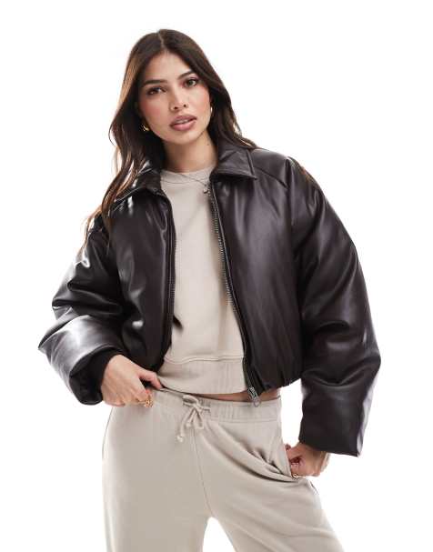 Pull&Bear ultra padded Dad jacket in chocolate brown - view 1