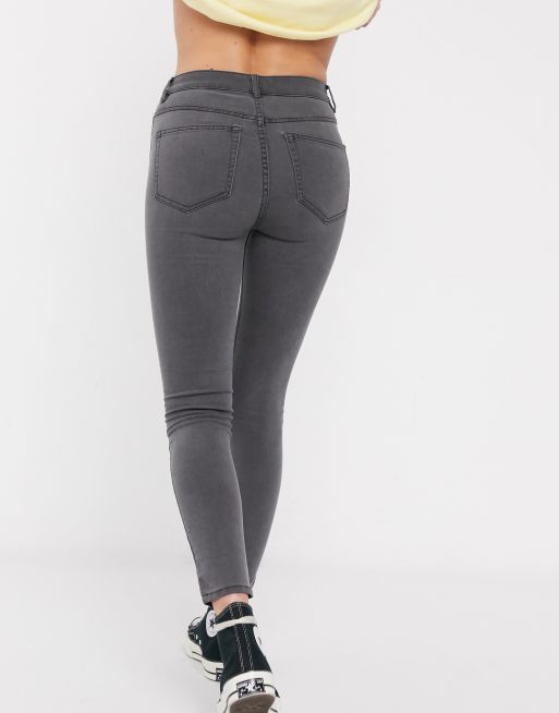 Pull&Bear - Ultra skinny jeans met hoge taille in grijs