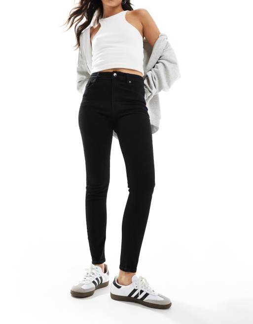 Pull&Bear - Ultra skinny jeans met hoge taille in zwart