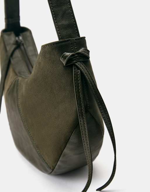 Pull&Bear Umhängetasche im Materialmix in Khaki, 3 von 6