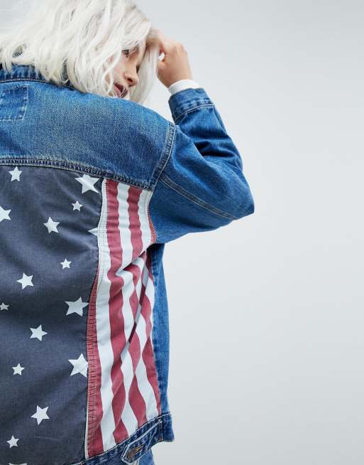 Jean jacket with american best sale flag on the back