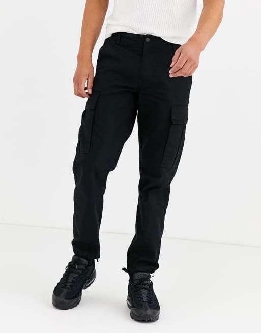 Pull&Bear utility cargo pants in black | ASOS