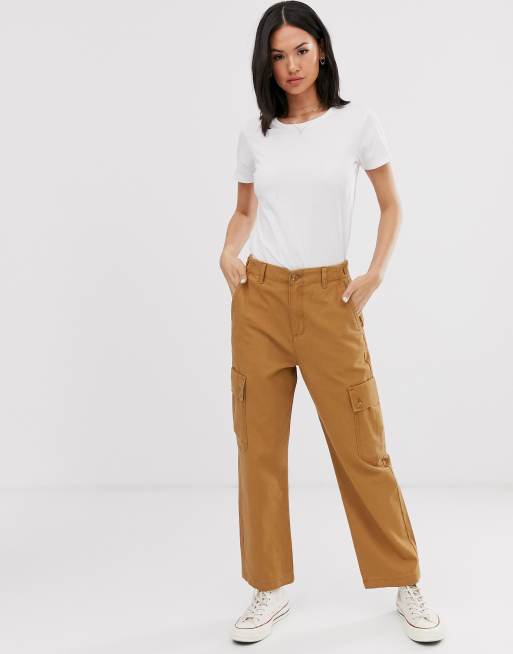 Pull&Bear utility chino pants in beige | ASOS