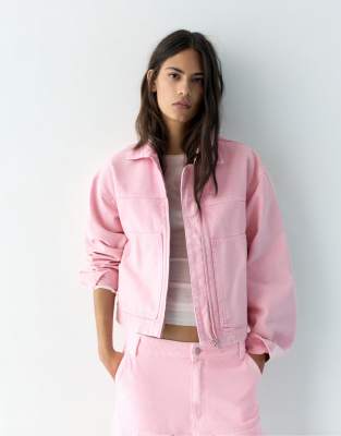 Pull & Bear - Utility-Jacke in Rosa