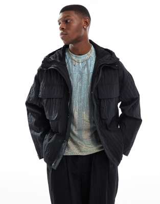 Pull & Bear Utility Jacket In Black