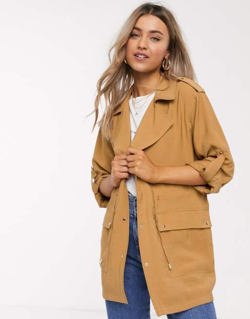 brown pull and bear coat