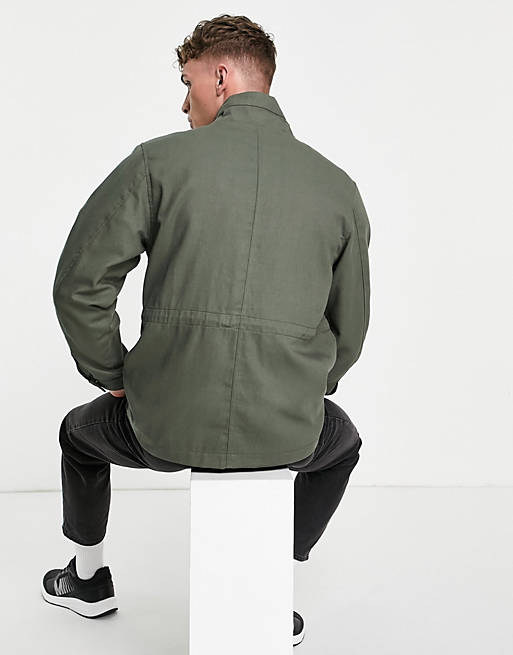 Men Pull&Bear utility jacket in khaki 