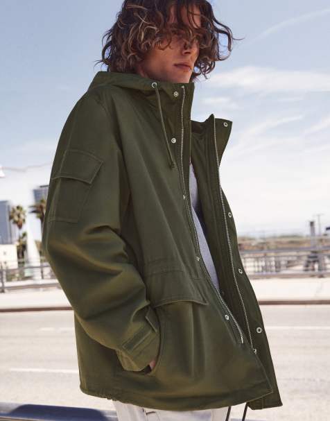 Pull&Bear utility parka in kaki - view 1