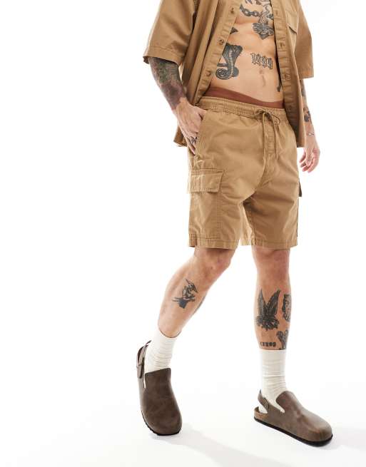 Pull&Bear utility shorts in brown (part of a set)