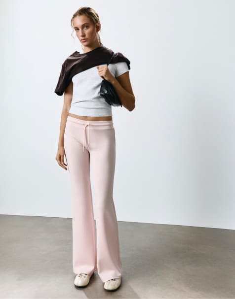 Pull&Bear utsvängda byxor i rosapink - view 1