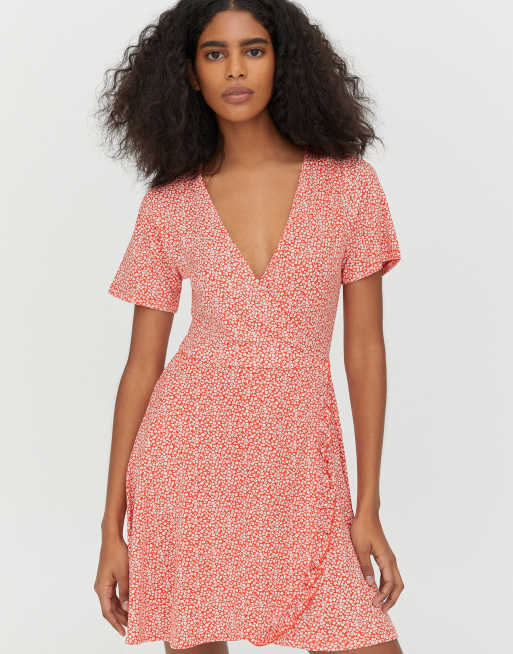 Pull and bear red dress best sale