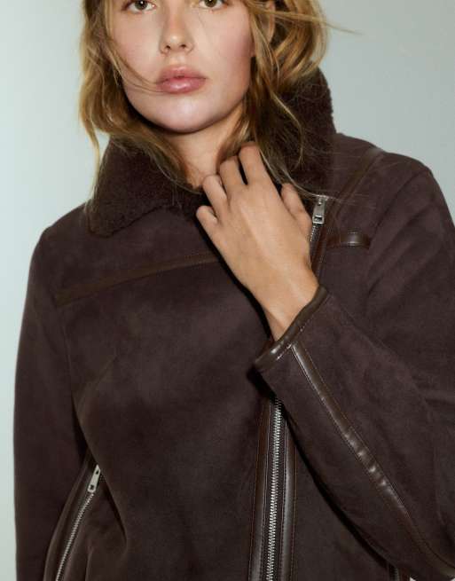 Pull&Bear vändbar jacka i brunt, 3 av 7
