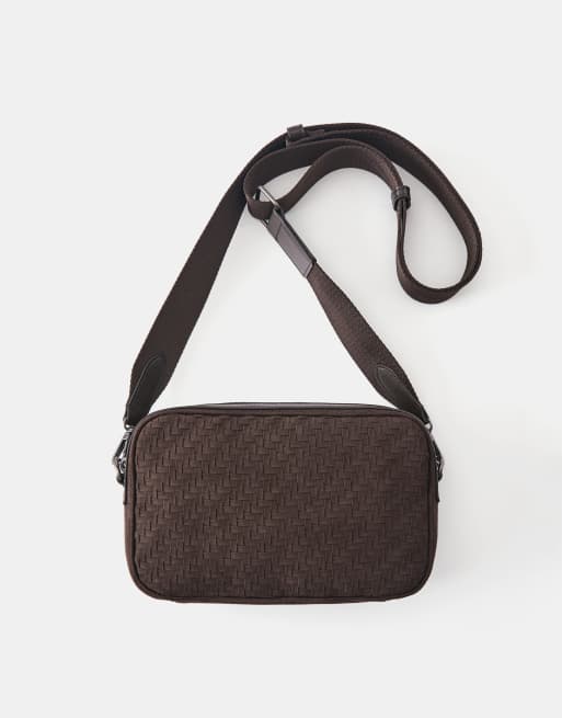 Pull&Bear vävd crossbody-väska i brun, 3 av 5