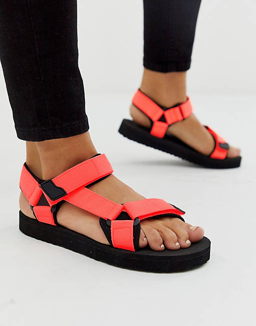 Pull&Bear velcro fasten sandals in coral