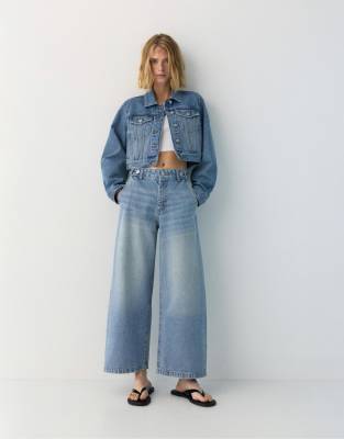 Pull & Bear - Verstellbare Ballon-Jeans in Blassblau