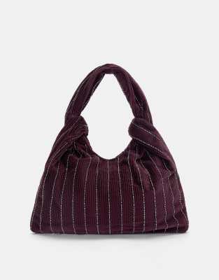 Pull & Bear - Verzierte Schultasche in Burgunderrot