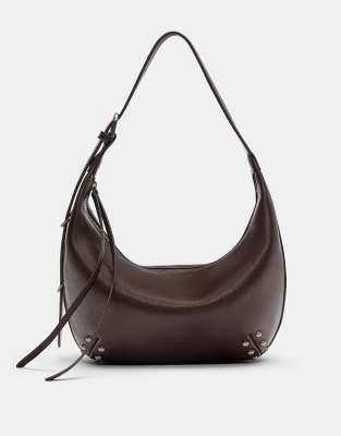 Pull & Bear - Verzierte Schultertasche in Braun-Brown