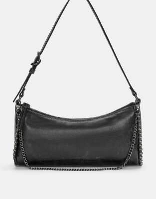 Pull & Bear - Verzierte Schultertasche in Schwarz