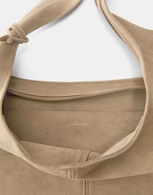 Pull&Bear – Verzierter Shopper in Grau/Kamelbraun, 3 von 4