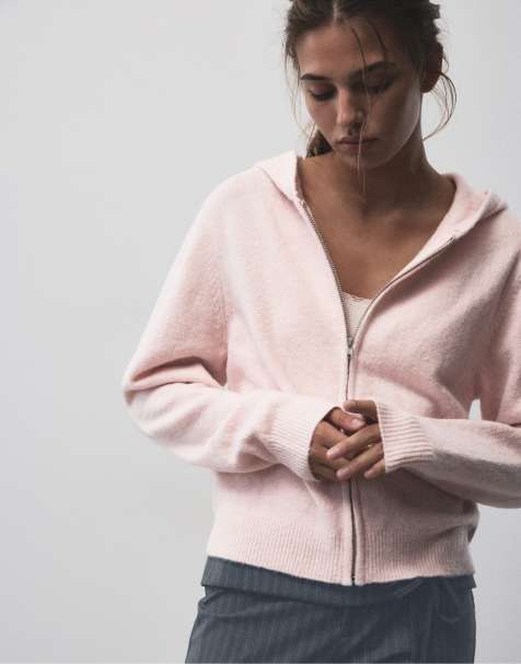 Pull&Bear vest met capuchon en rits in roze - view 1