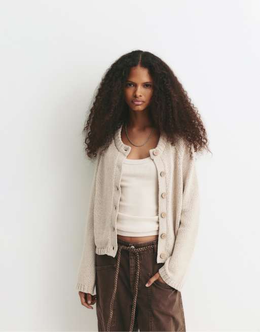 Pull&Bear - Vest met raglanmouwen in zandkleur