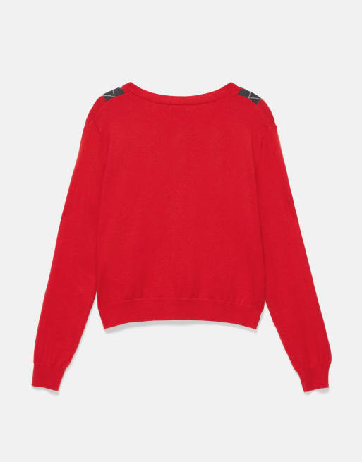 Pull&Bear vest met ruitpatroon in rood, 6 van 6