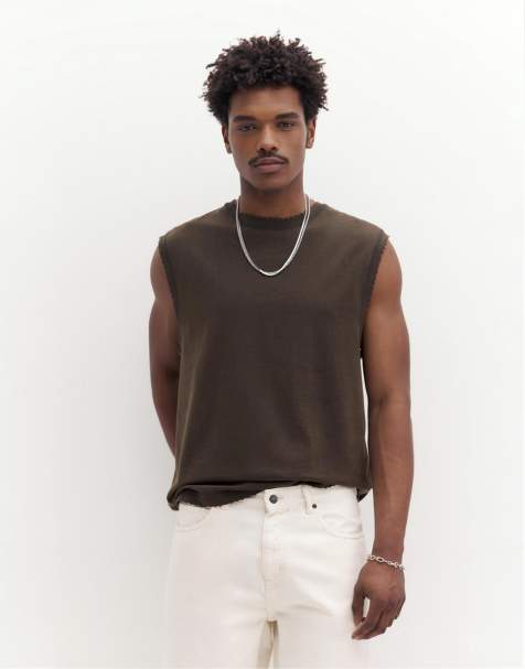 Pull&Bear Vest top in chocolate - view 1