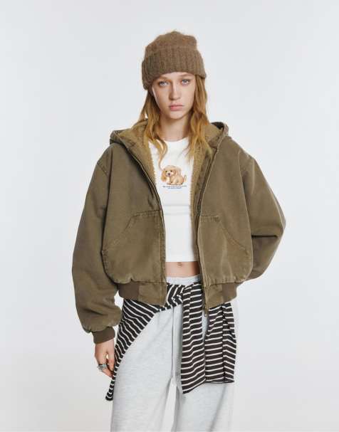 Pull&Bear - Veste à capuche et doublure en imitation peau de mouton - Marron - view 1