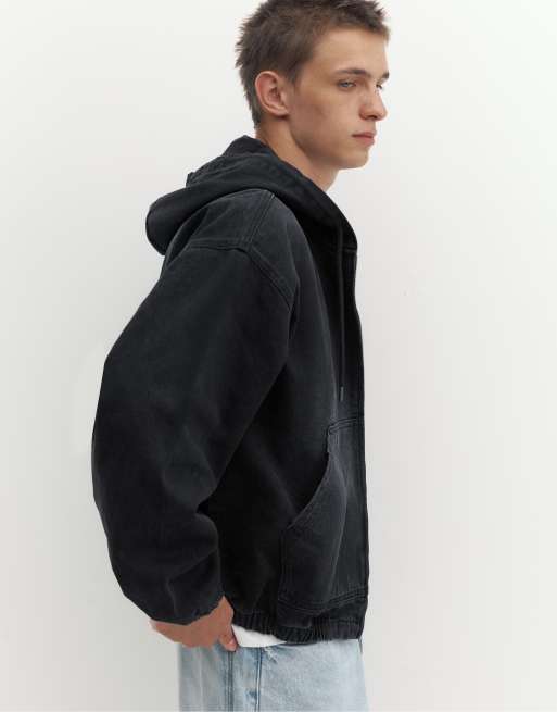 Pull&Bear veste à capuche zippée délavée noire, 6 de 7