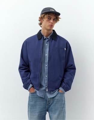 Pull & Bear - Veste à col contrastant - Bleu intense