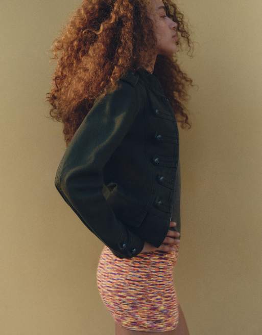 Pull&Bear veste ajustée à boutons en kaki foncé, 5 de 7