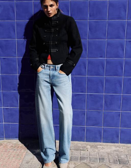 Pull&Bear veste ajustée à fermoirs de pompier noire, 4 de 7