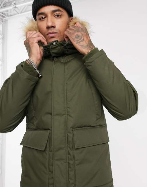 manteau fourrure kaki