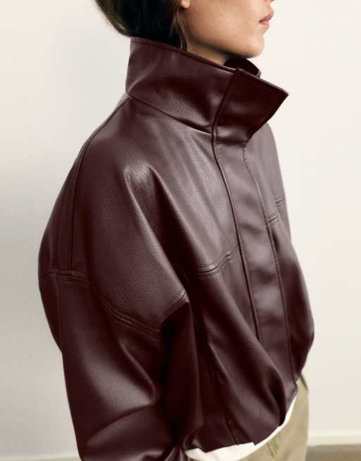 Pull&Bear veste ballon à col cheminée couleur chocolat, 5 de 7