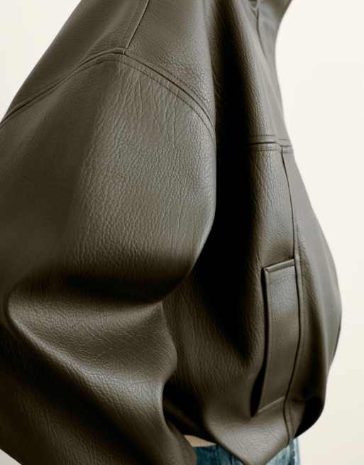 Pull&Bear veste ballon effet cuir kaki, 4 de 7