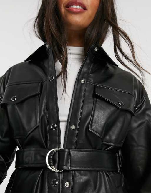 Veste en cuir femme avec online ceinture