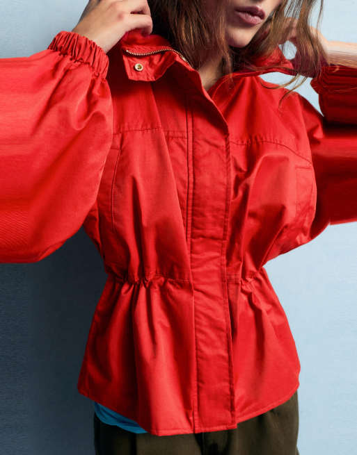 Pull&Bear veste courte à col montant et cordon de serrage, rouge, 3 de 7