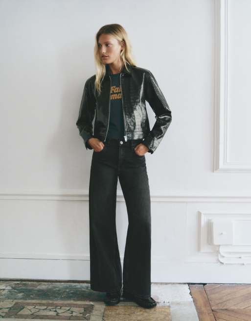 Pull&Bear veste effet crocodile en noir, 2 de 7