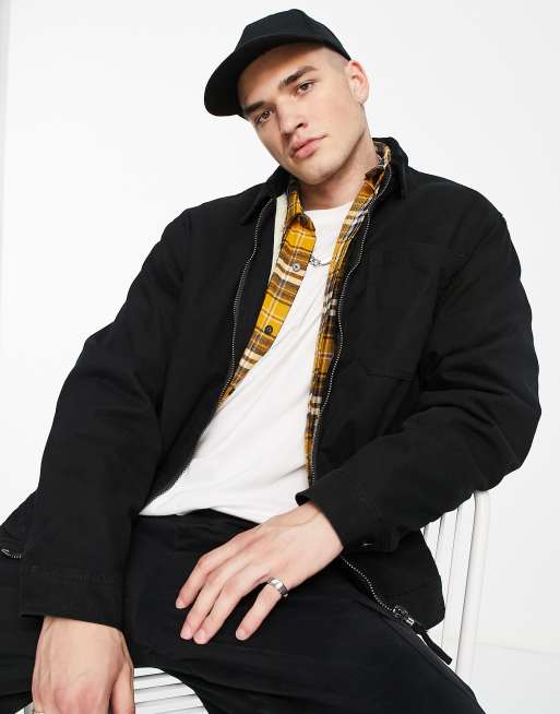 Pull&Bear - Veste en coton avec doublure en imitation peau de mouton