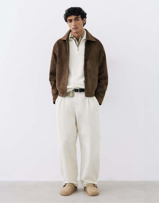 Pull&Bear veste en daim synthétique marron foncé, 4 de 7