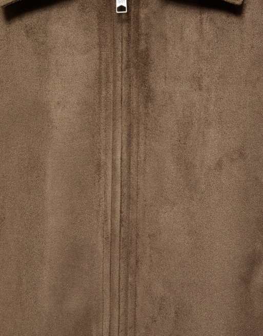Pull&Bear veste en daim synthétique marron foncé, 7 de 7