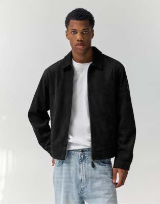 Pull & Bear - Veste en imitation daim - Noir