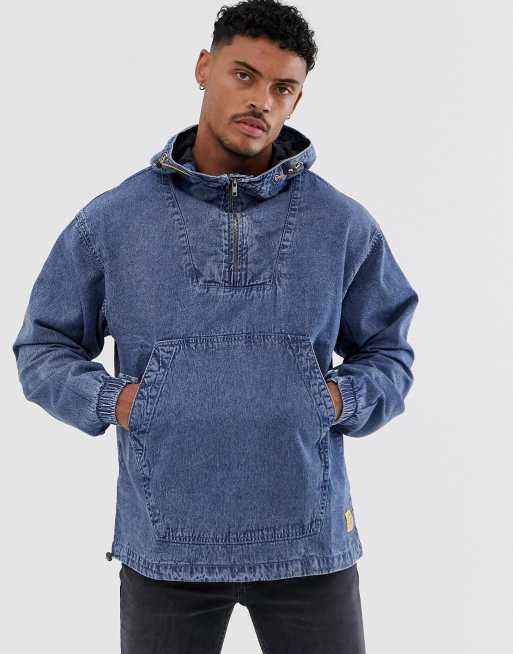 Pull&Bear - Veste en jean à col zippé - Bleu