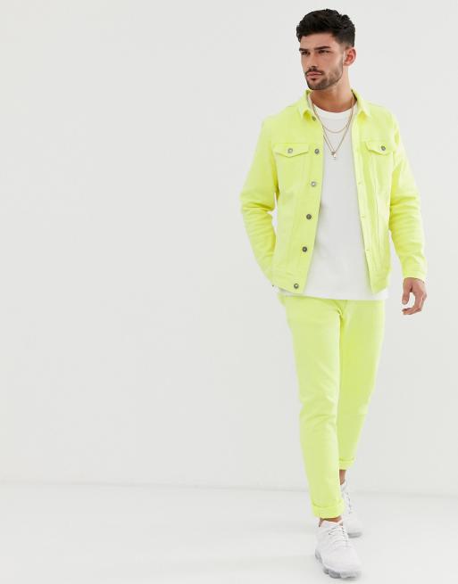 Pull Bear Veste en jean fluo ensemble