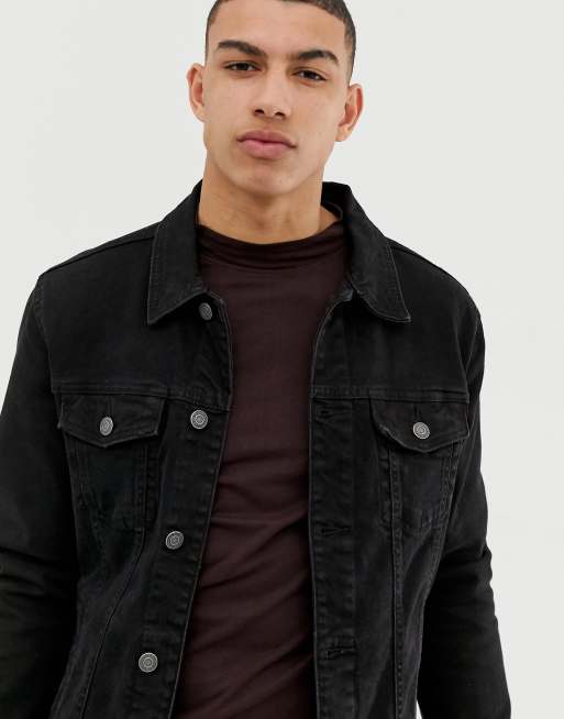 Veste en jean 2025 noir pull and bear