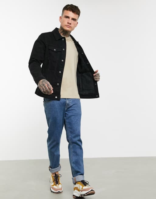 Veste en jean online noir pull and bear